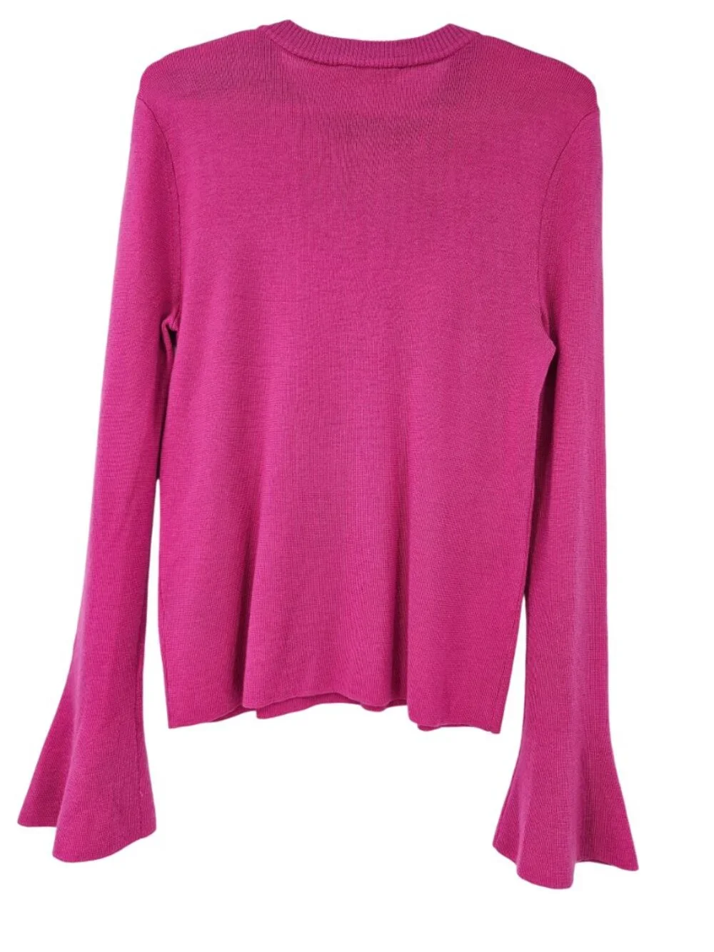 Tory Burch Kimberly Merino Wool Sweater Pink Women's Size XL Bell Sleeves Fall